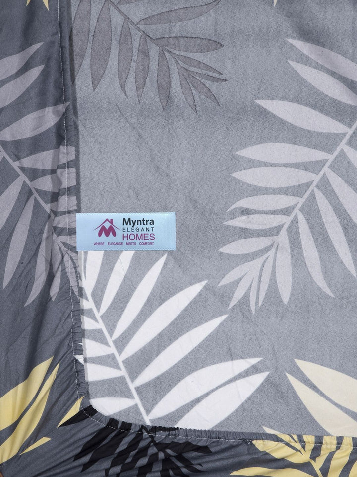 Myntra Elegant Homes Grey Floral 300 TC Single Bedsheet with 1 Pillow Covers