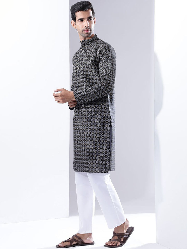 Anouk Men Printed Jodhpuri Kurta dengan Piyama