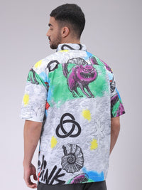 The Indian Garage Co Men Cutaway Collar Conversational Printed Boxy Fit Resortwear Shirt