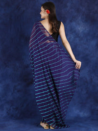 Exotic India Violet Indigo Leharia Tie-Dye Chiffon Saree