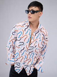 VASTRADO Men Classic Cutaway Collar Abstract Printed Slim Fit Casual Shirt