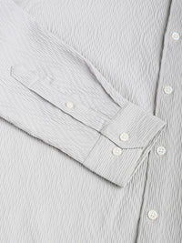 VASTRADO Men Classic Spread Collar Vertical Stripes Self Design Slim Fit Casual Shirt