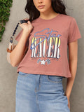 DressBerry Vintage Racer Printed Crop T-shirt