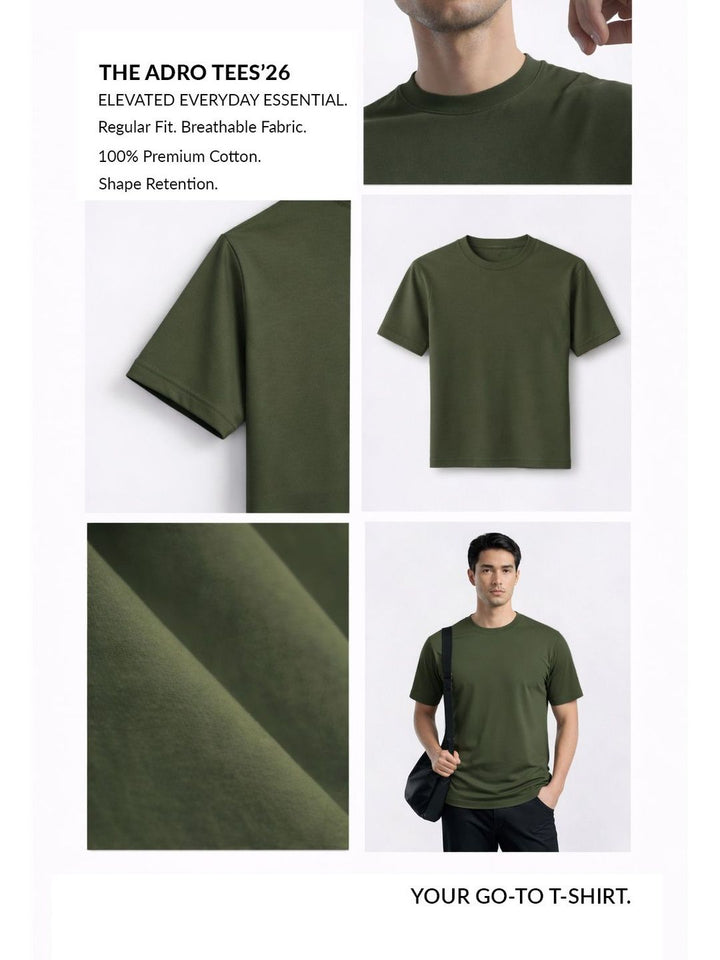 ADRO Lelaki Pek 3 Baju-T Kapas Lengan Pendek Leher Bulat Bercetak