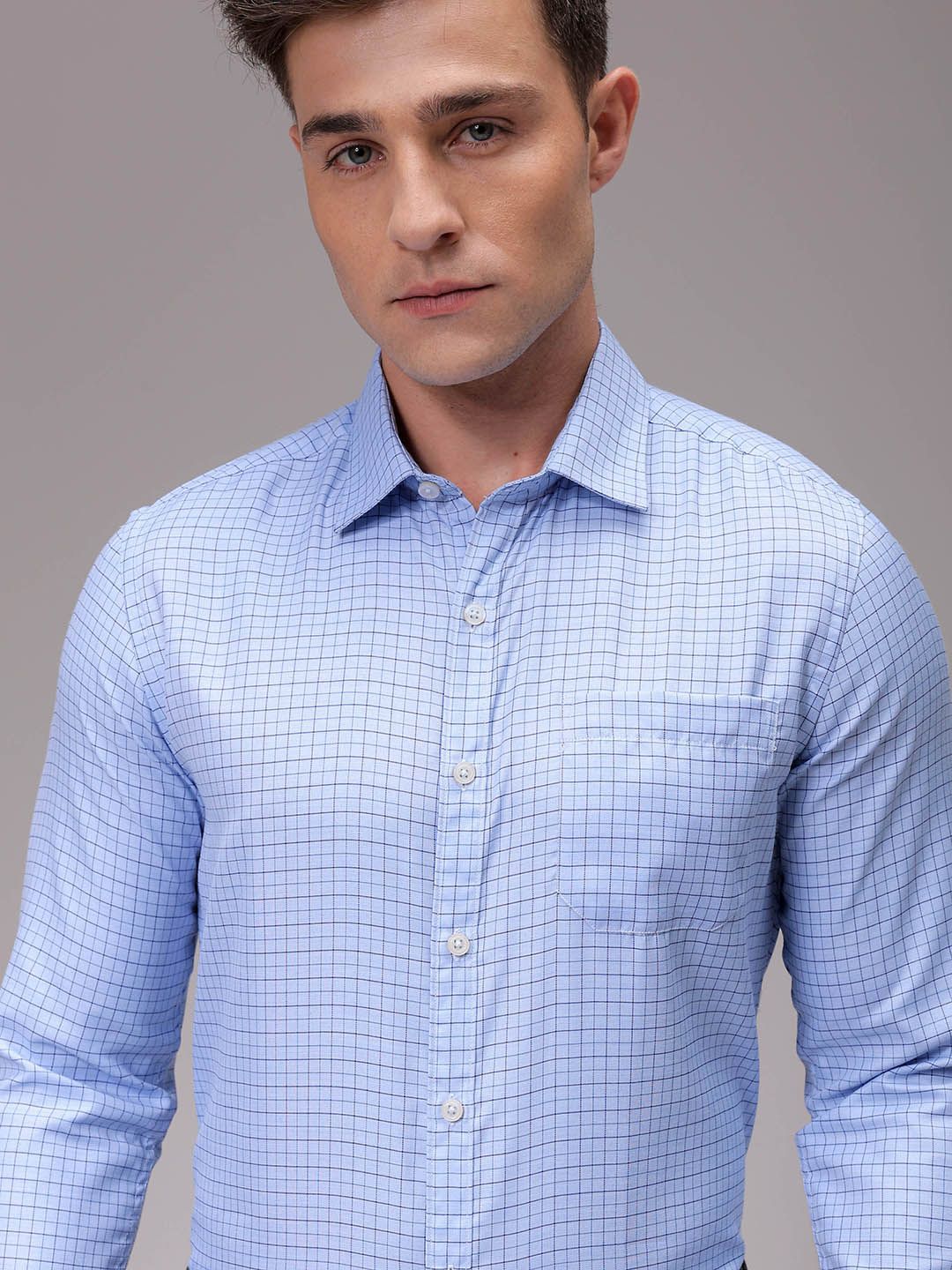 The Indian Garage Co. X Luxe Men Slim Fit Opaque Checked Formal Shirt