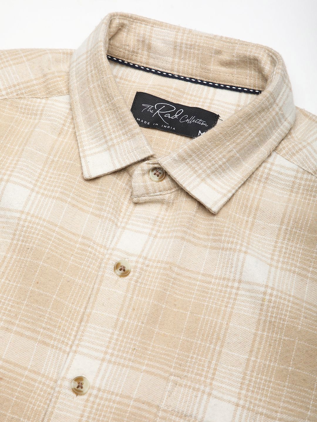 VASTRADO Men Classic Slim Fit Cutaway Collar Tartan Checked Pure Cotton Casual Shirt