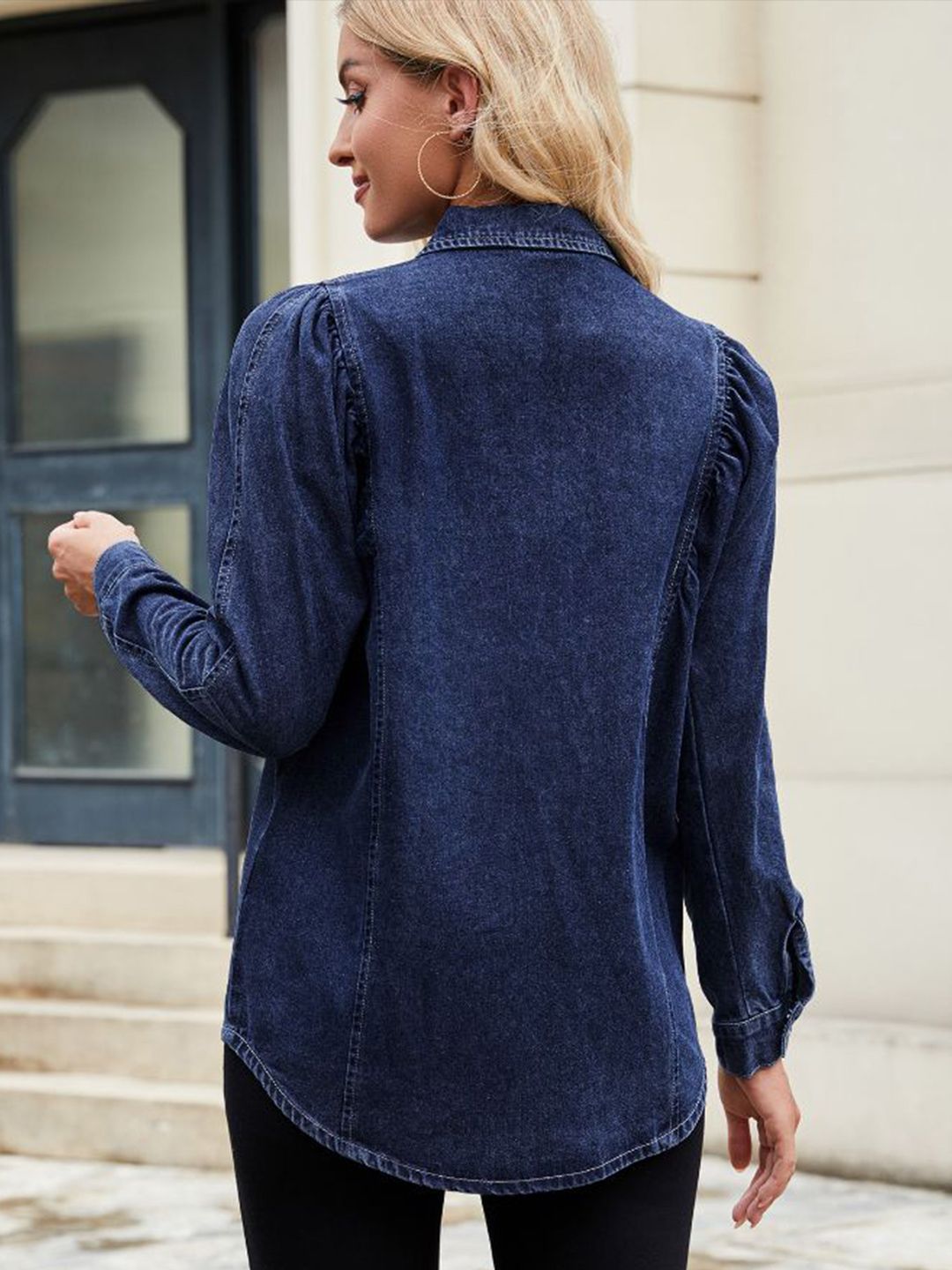all about you Women Oversized Fit Solid Spread Collar Cotton Casual Shirt