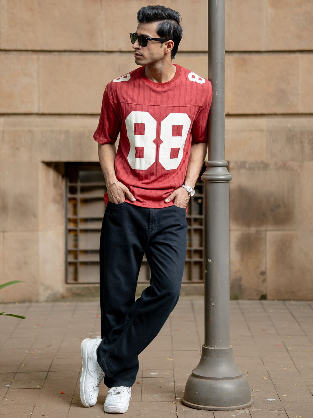 Powerlook Varsity Printed Drop-Shoulder Sleeves T-shirt