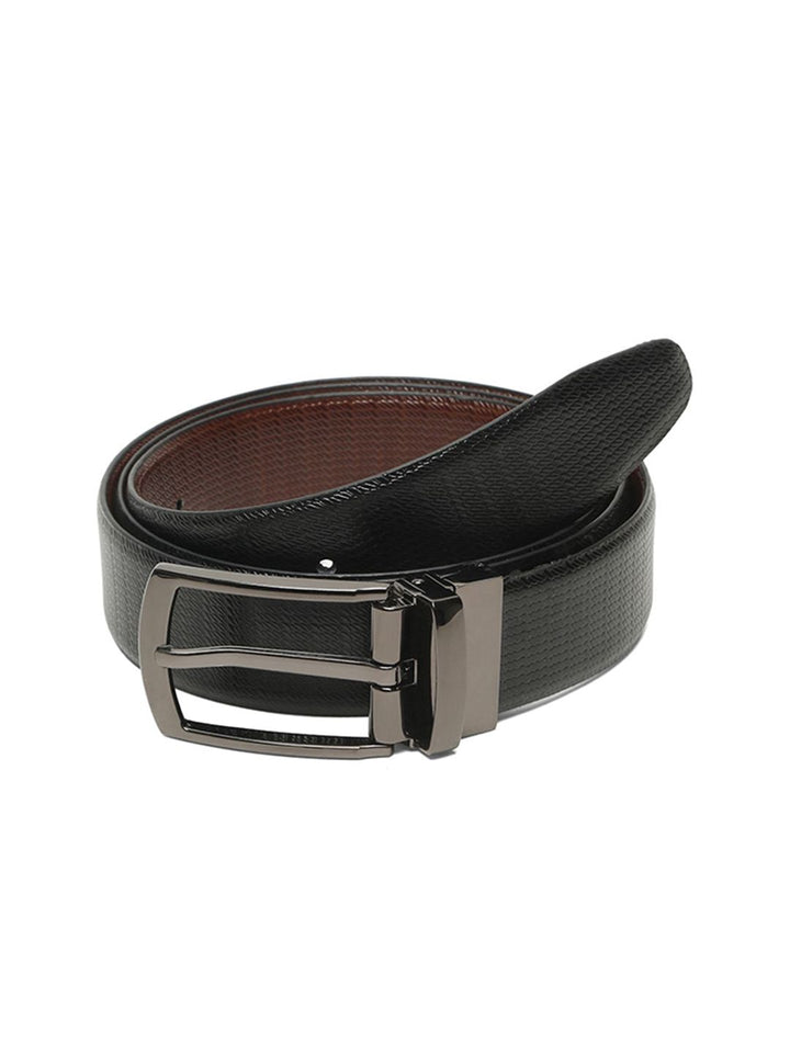 Teakwood Leathers Men Textured Leather Reversible Formal Belt