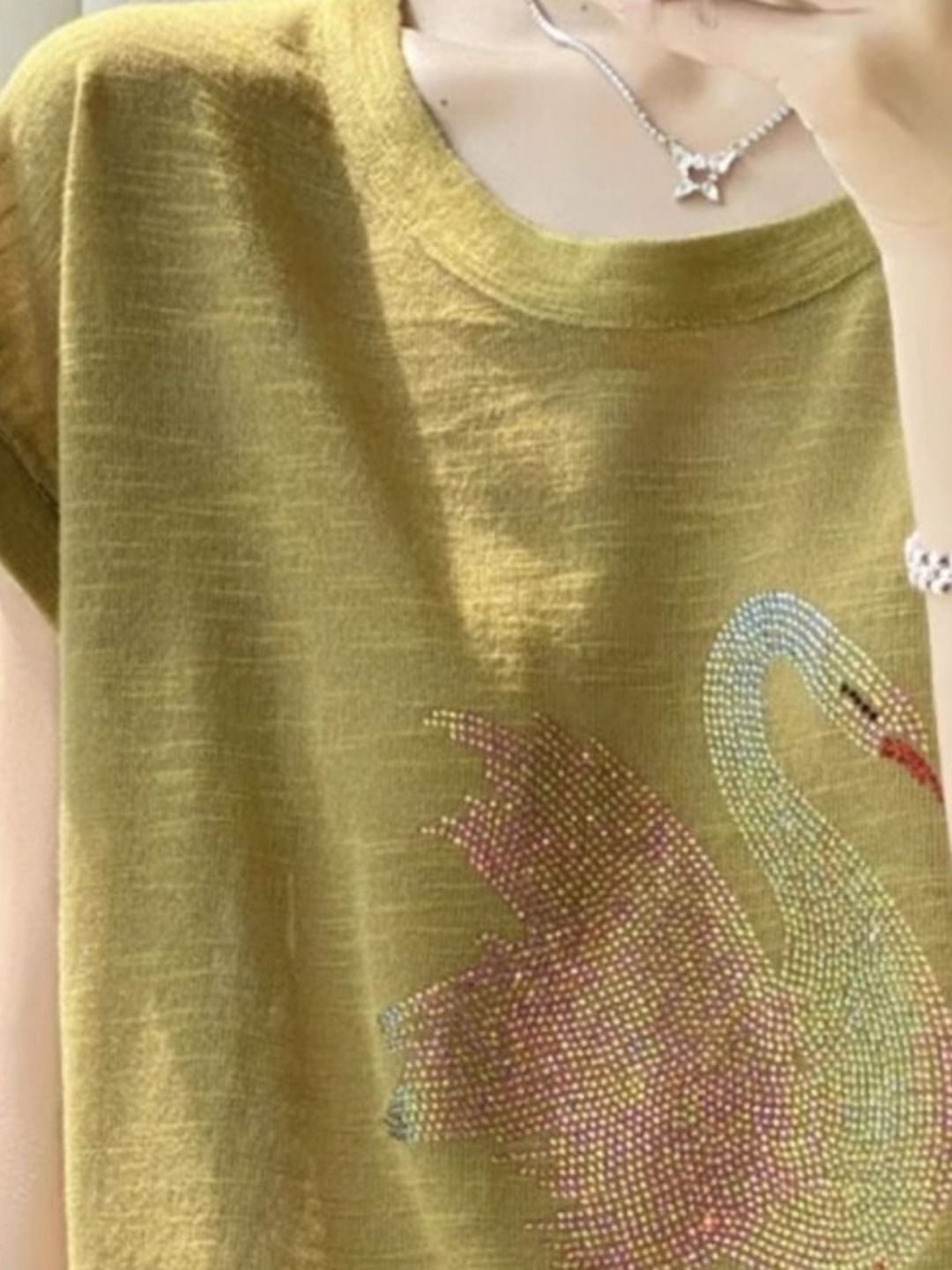 DressBerry Embellished Beads And Stones V-Neck T-shirt
