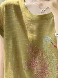 DressBerry Embellished Beads And Stones V-Neck T-shirt