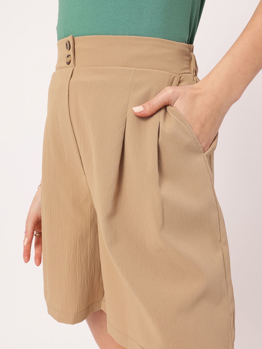 DressBerry Women Cute & Confident Pleated Textured Shorts