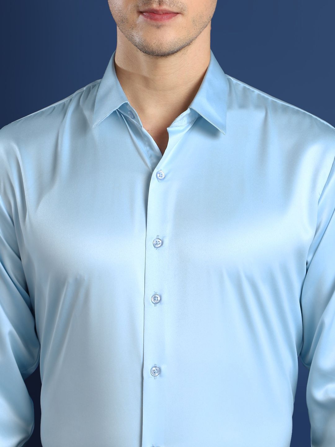 Hancock Men Spread Collar Solid Slim Fit Party Shirt