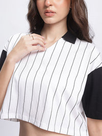 DressBerry Casual Constructs Striped Boxy Crop T-shirt