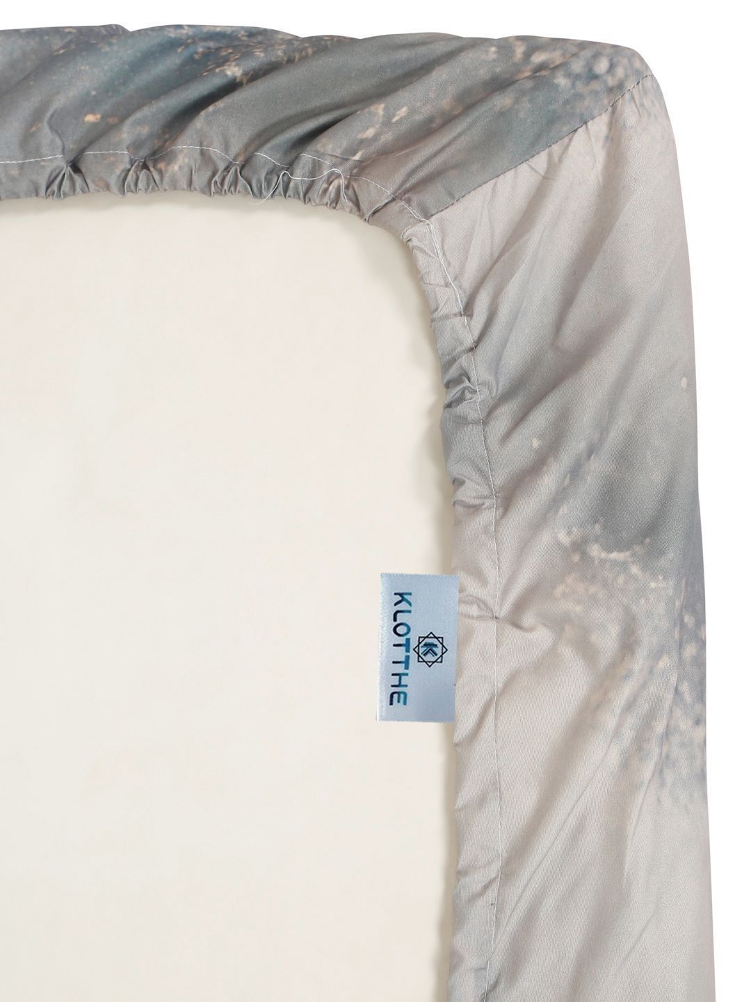 KLOTTHE Grey & Beige Floral Fitted 400 TC Single Cadar 7D dengan 1 Sarung Bantal