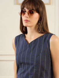 Indo Era Geometric Printed V-Neck Pure Cotton Straight Kurta With Trousers