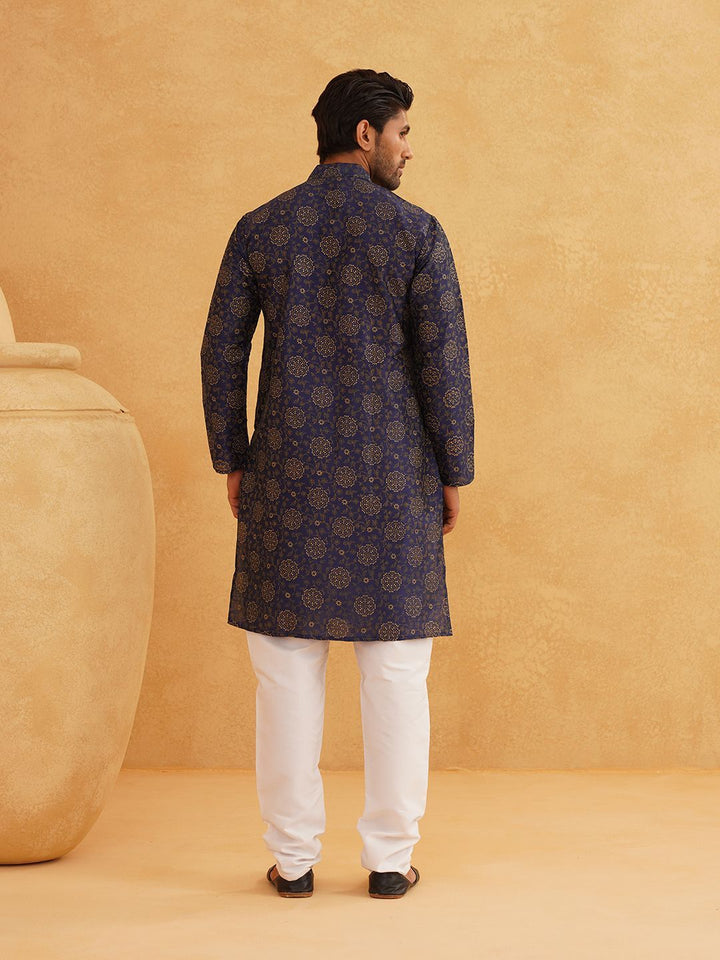 SOJANYA Floral Printed Mandarin Collar Straight Kurta With Churidar