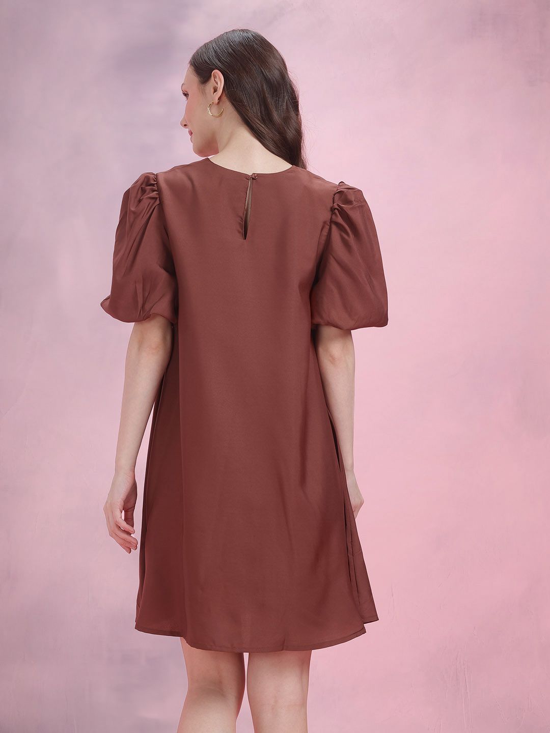 DressBerry Puff Sleeves Sheath Mini Dress