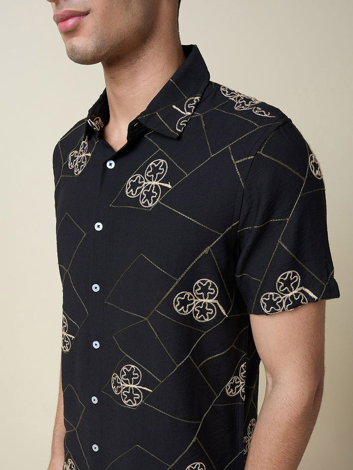 Thomas Scott Men Embroidered Regular Fit Casual Shirt