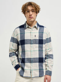 THE BEAR HOUSE Men Spread Collar Tartan Checked Cotton Relaxed Fit Casual Shirt
