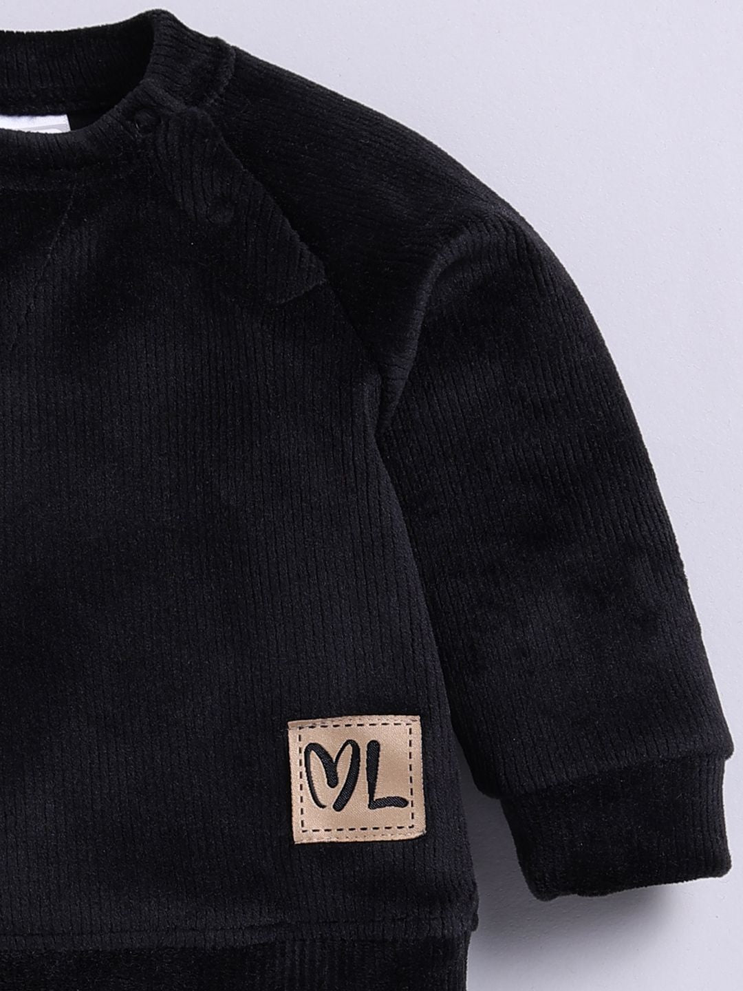 Moms Love Infant Boys Ribbed Velvet-Finish Pure Cotton Sweatshirt With Joggers