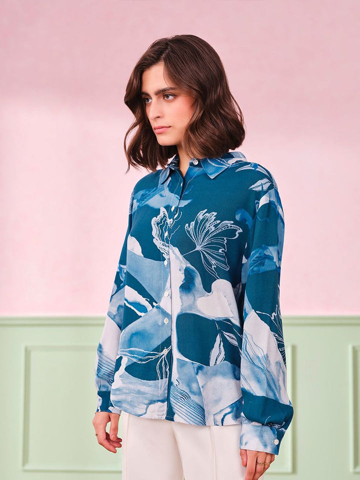 AND Floral Print Shirt Style Top