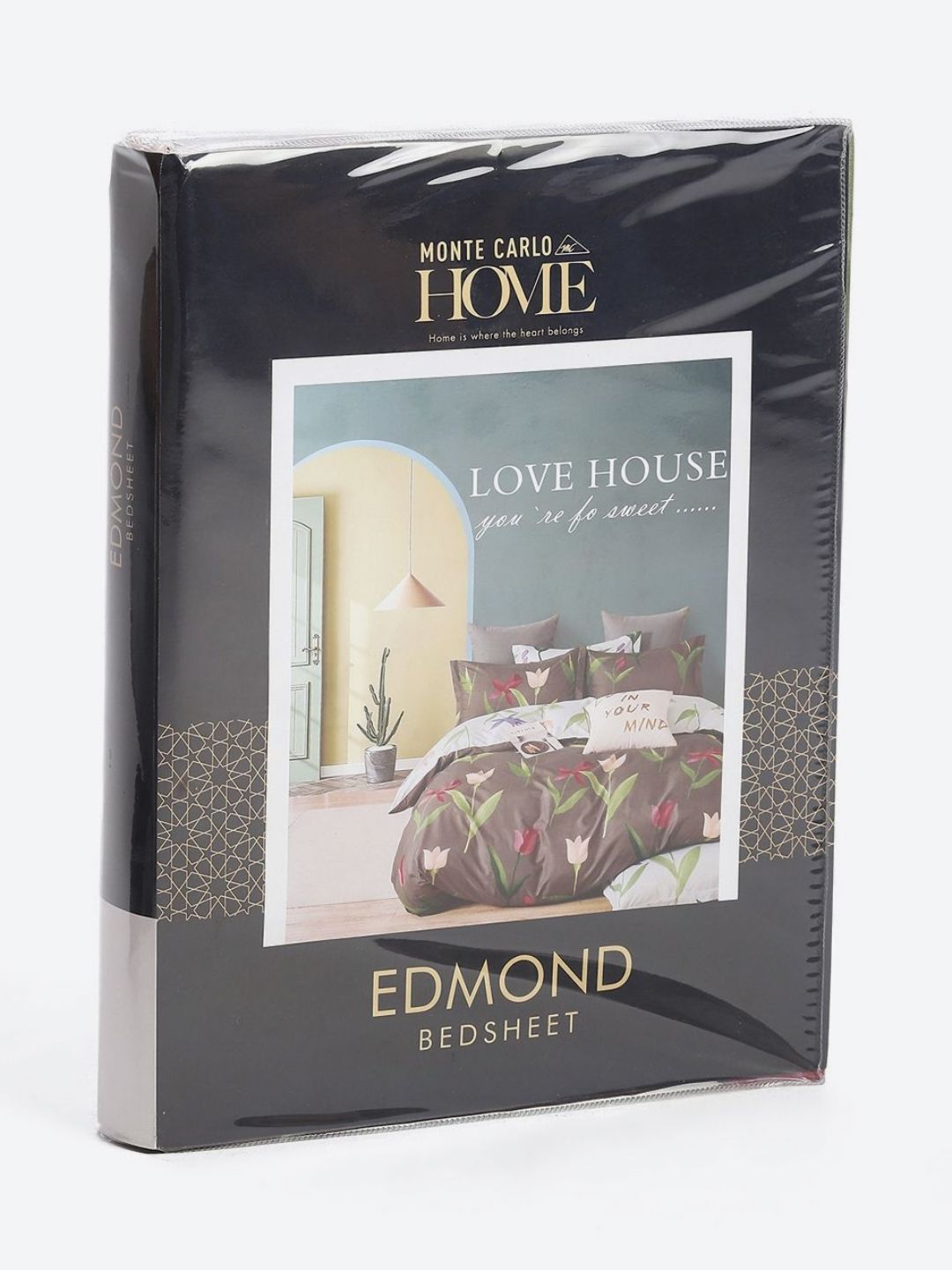 Monte Carlo Edmond Pink & Green Floral Printed 144 TC King Bedsheet Set 2.70 m x 2.70 m