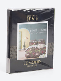 Monte Carlo Edmond Pink & Green Floral Printed 144 TC King Bedsheet Set 2.70 m x 2.70 m