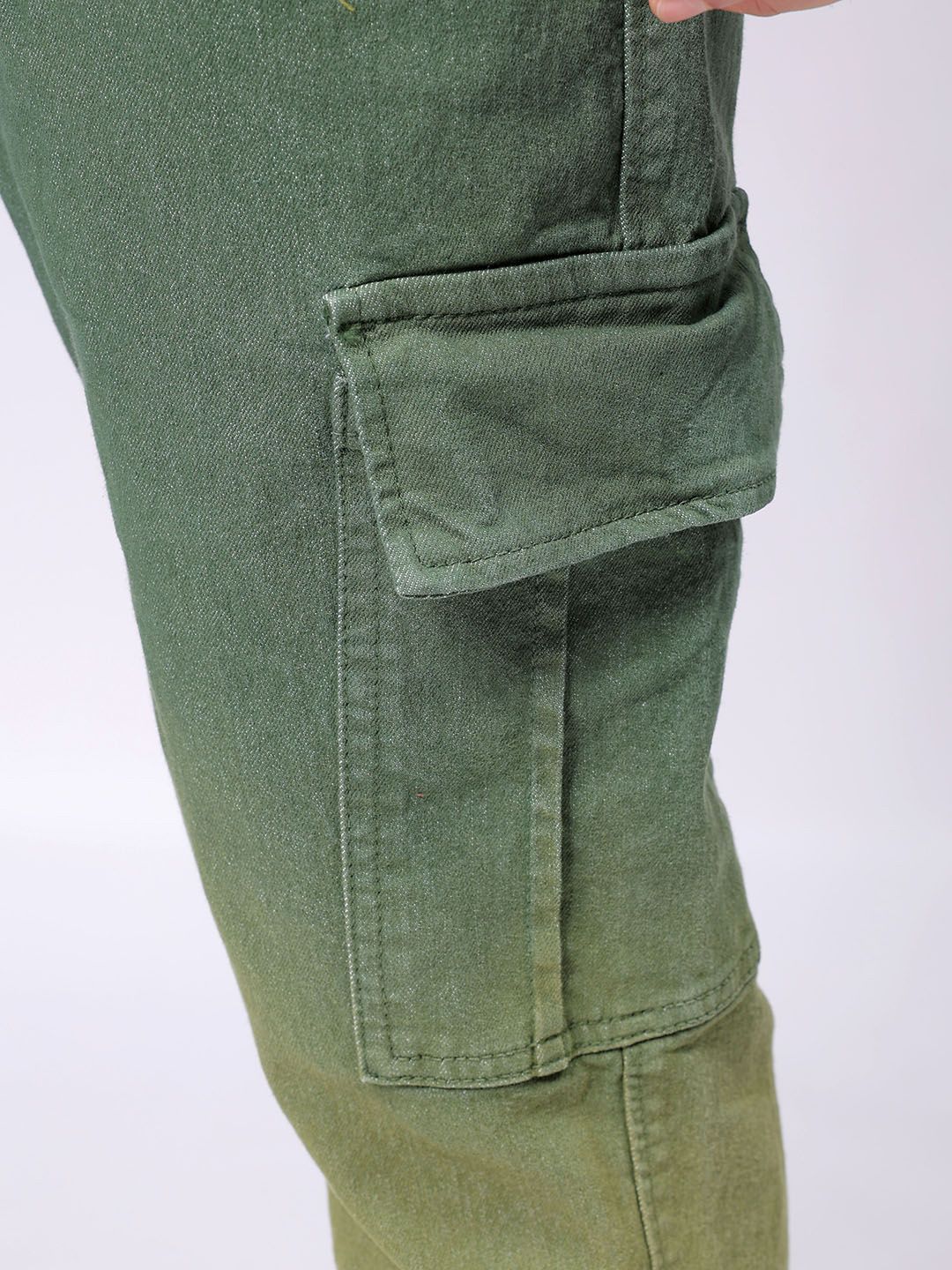 The Indian Garage Co Men Low Distress Stretchable Cargo Denim Joggers