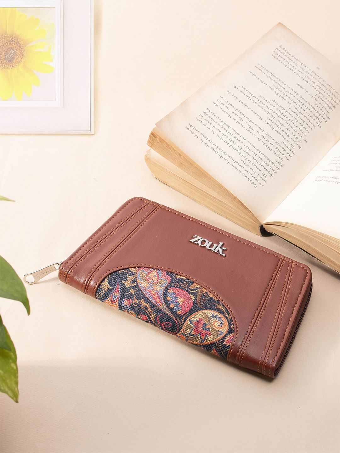 Zouk Women Dicetak Kulit Arika Zipper Wallet