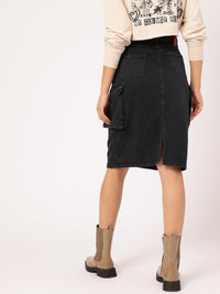DressBerry City Chic Back Slit Cargo-Style Denim Skirt