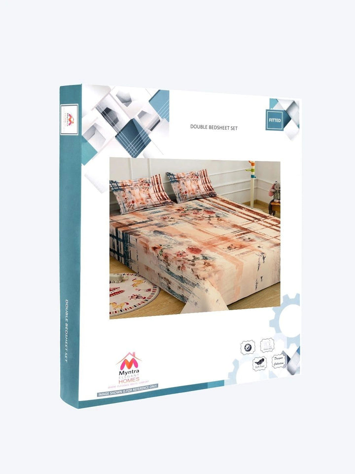 Myntra Elegant Homes Bunga-bunga Berbilang Warna 300 TC Cadar King dengan 2 Sarung Bantal