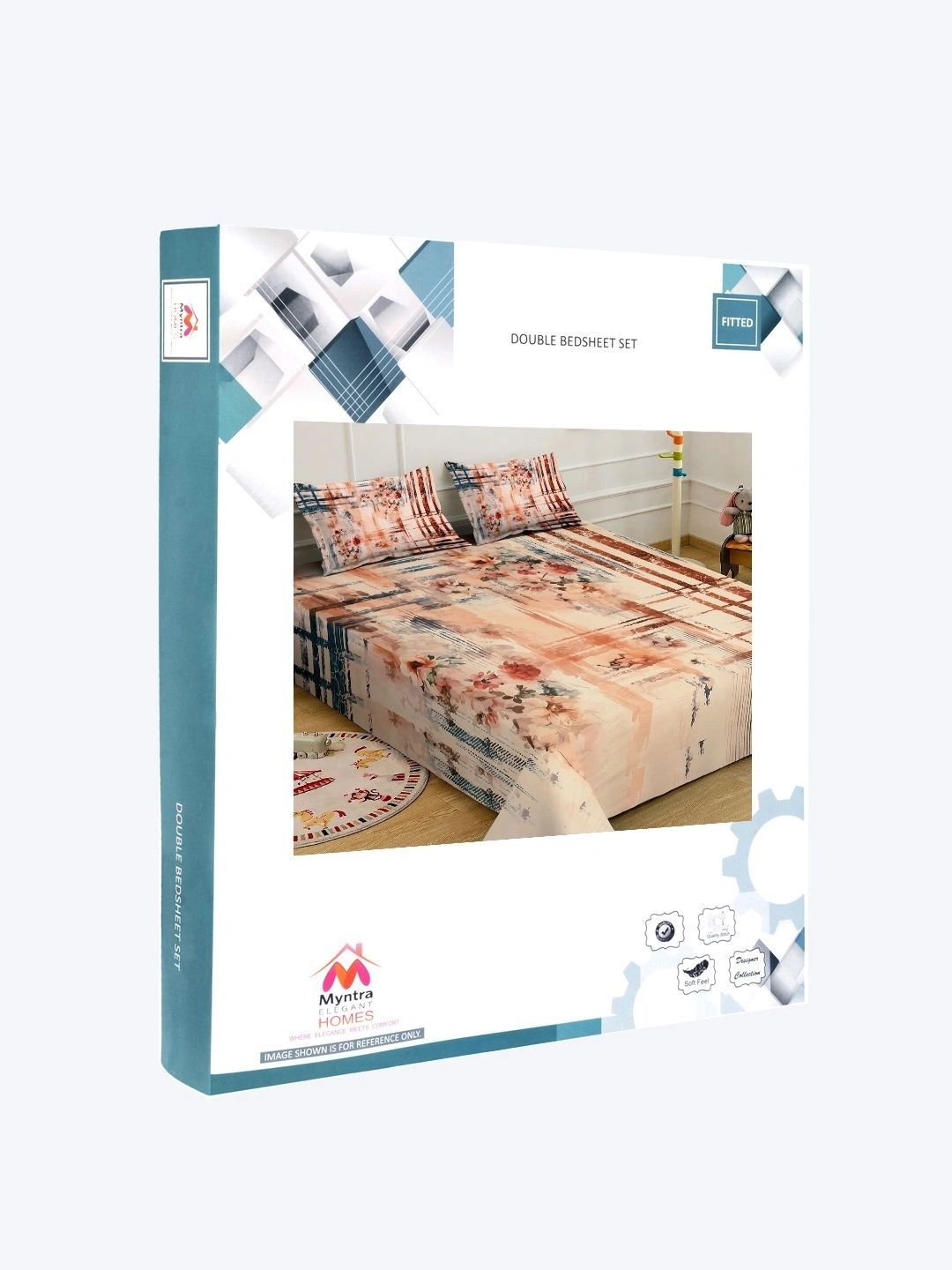 Myntra Elegant Homes Bunga-bunga Berbilang Warna 300 TC Cadar King dengan 2 Sarung Bantal