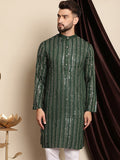 Anouk Embellished Band Collar Sequins Detail Cotton Straight Kurta