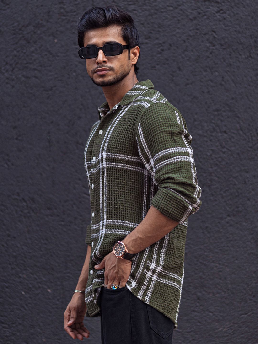 Powerlook Men Tartan Checks Opaque Striped Casual Shirt