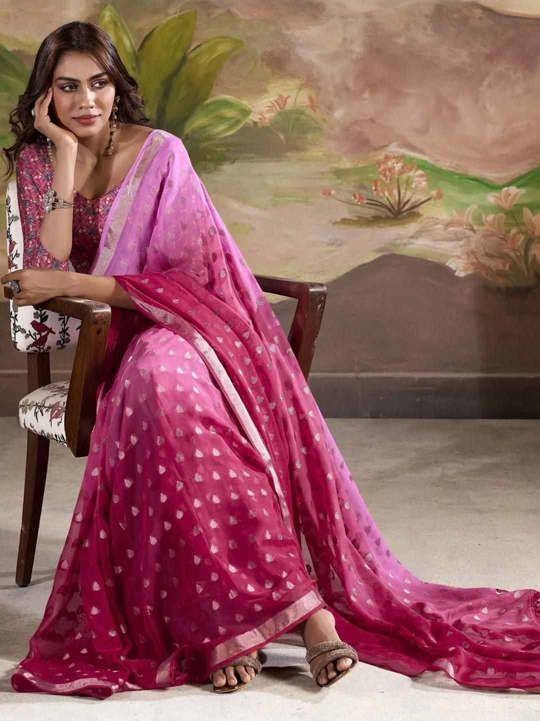 Kalini Woven Design Poly Georgette Banarasi Saree