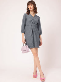 DressBerry Soft Serve Textured Twisted Mini A-line Dress