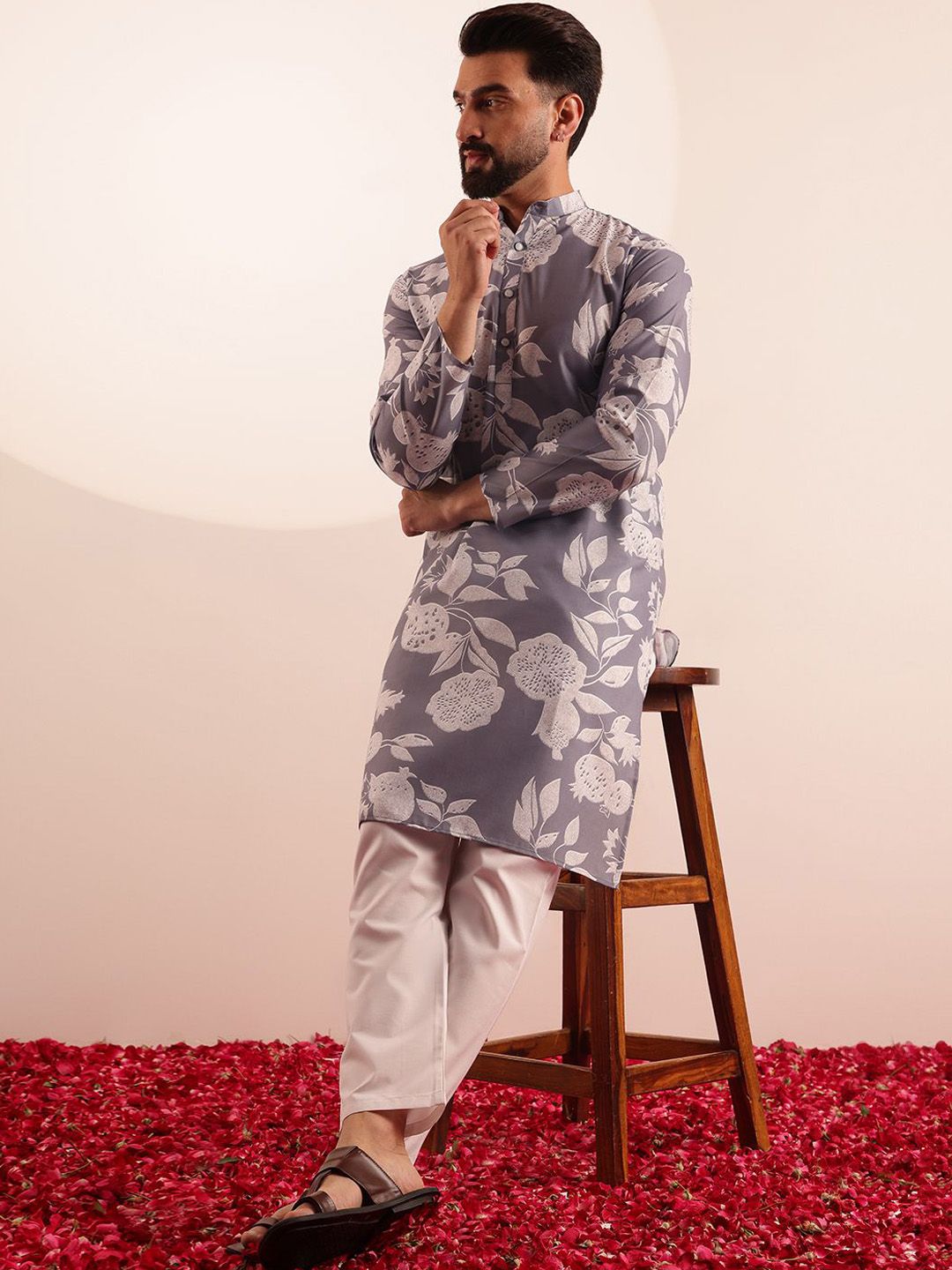 Anouk Men Floral Printed Regular Kurta with Pyjamas