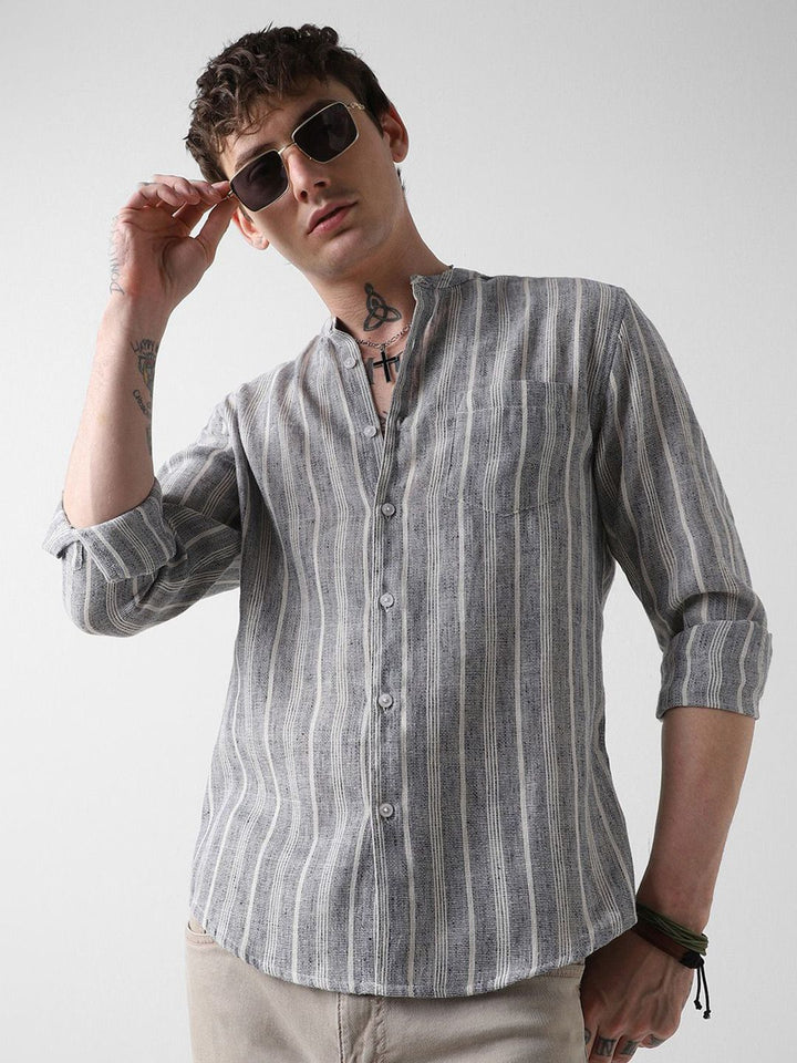VASTRADO Men Slim Fit Multi Stripes Opaque Casual Shirt