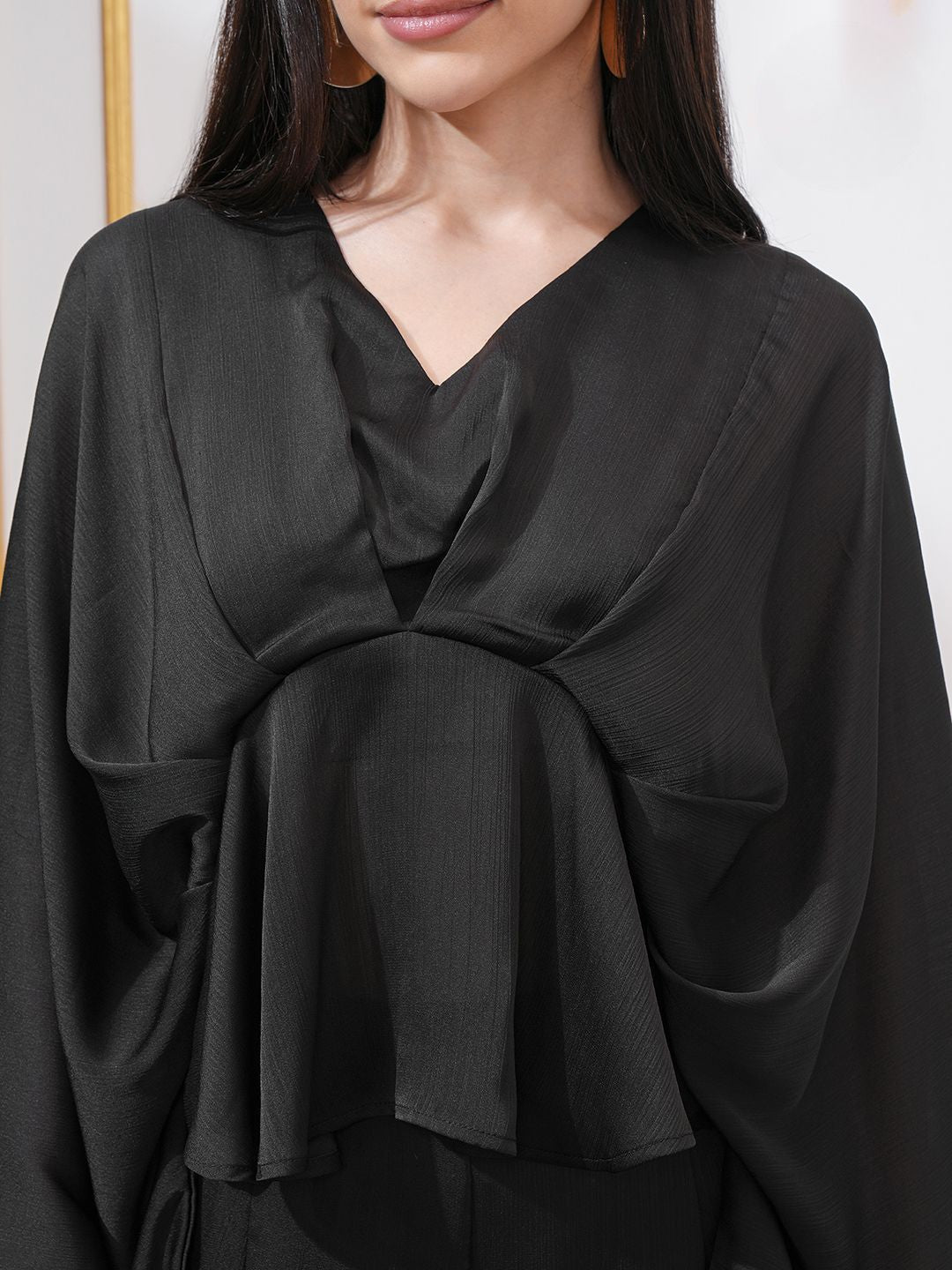 Vishudh Black V-Neck Long Sleeves Tunic With Palazzo
