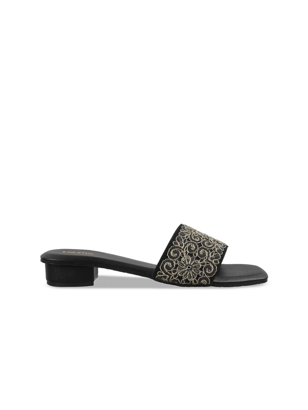 Metro Woven Design Block Heel Sandals