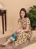 Sweet Dreams Women Pure Cotton Geometric Printed Maxi Nightdress