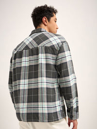 THE BEAR HOUSE Men Spread Collar Checked Cotton Relaxed Fit Casual Shirt