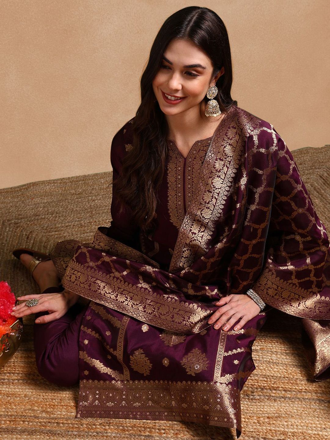 KALINI Women Floral Embroidered Kurta with Trousers & Dupatta