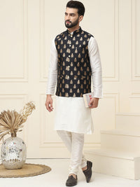 SOJANYA Mandarin Collar Kurta With Churidar & Nehru jacket
