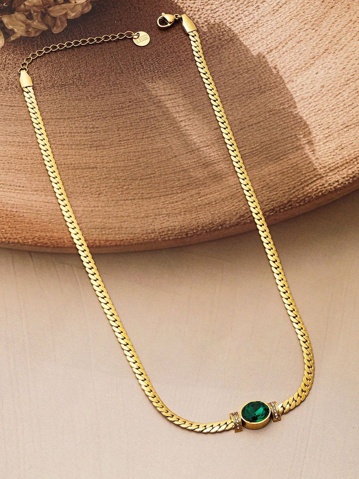 Rubans 18k emas bersalut stainlesssteel mencemarkan kalis air percuma CZ Demi-Fine kalung