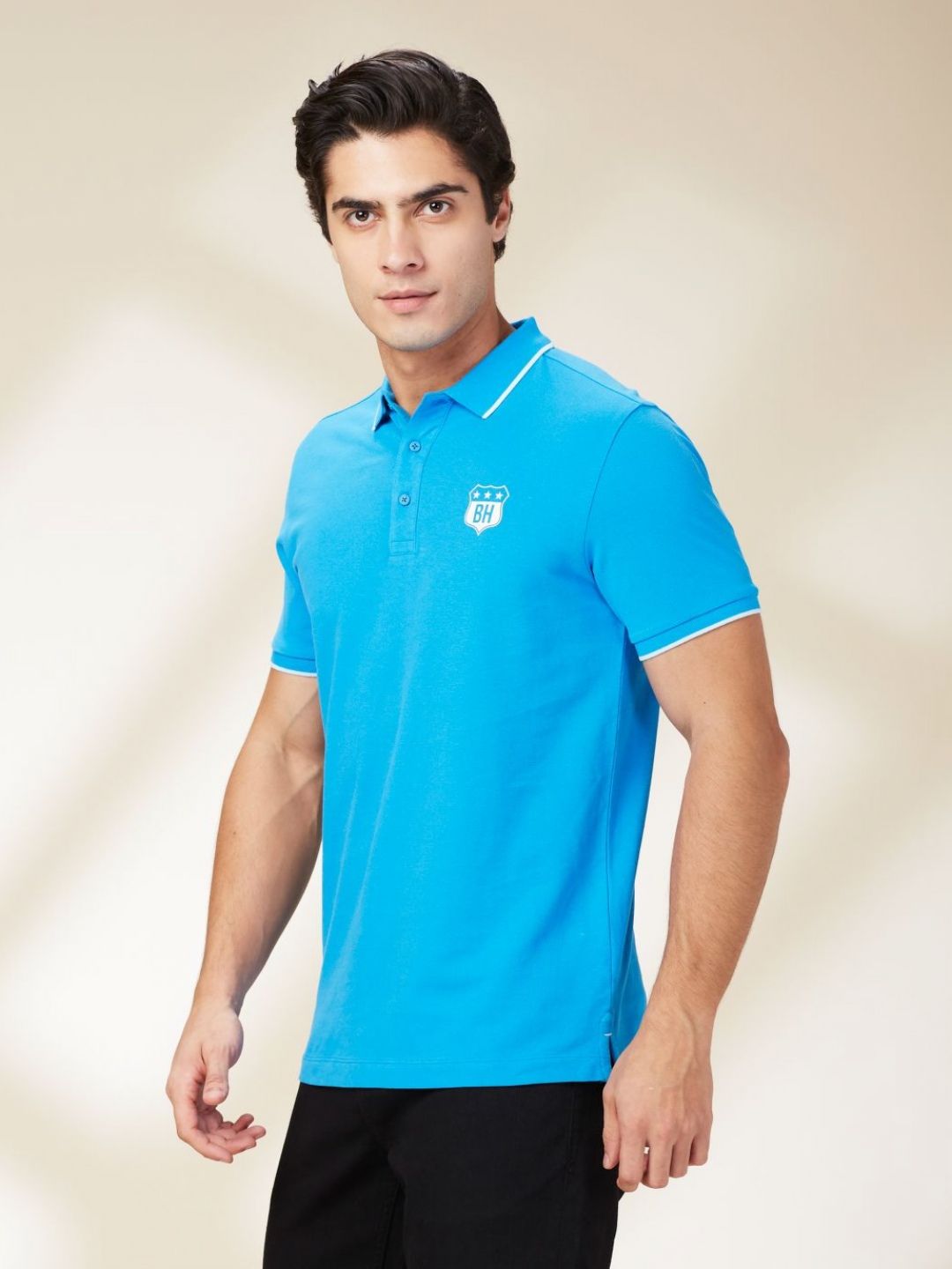 Being Human Men Solid Polo Collar Cotton T-Shirt