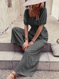 DressBerry Smocked Floral Printed Basic Jumpsuit