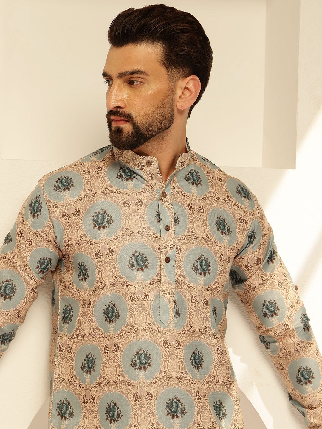 SOJANYA Floral Printed Cotton Straight Short Kurta