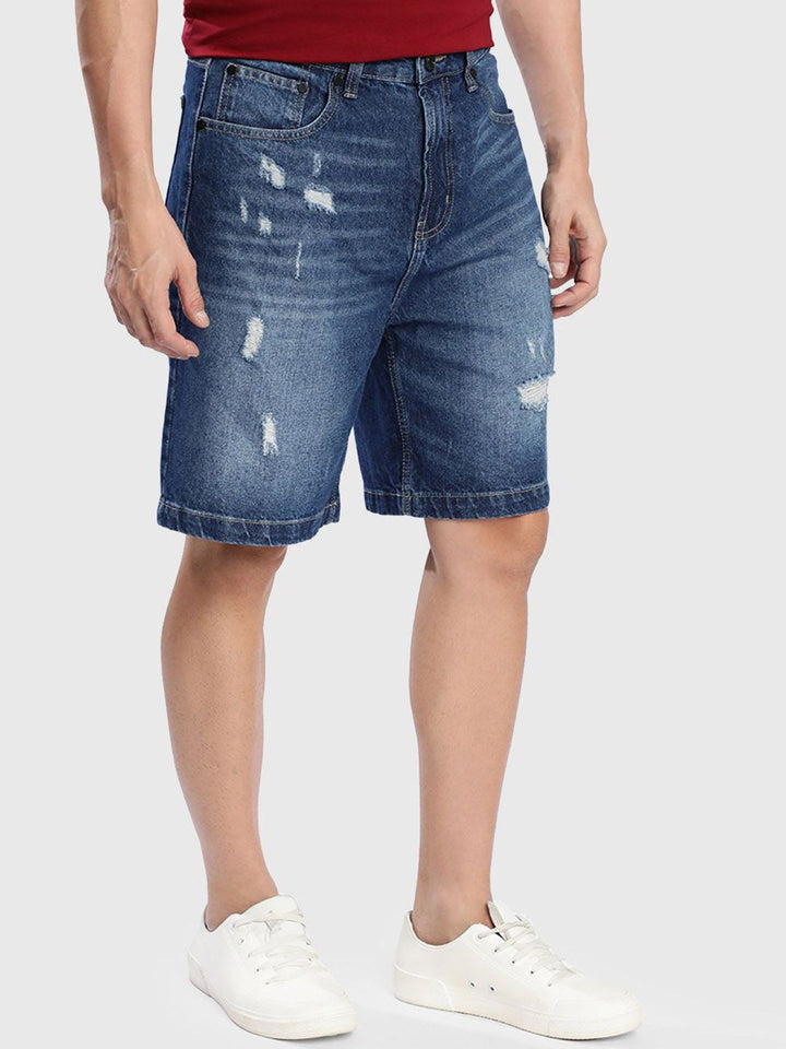 Bene Kleed Men Baggy Fit Distressed Denim Shorts